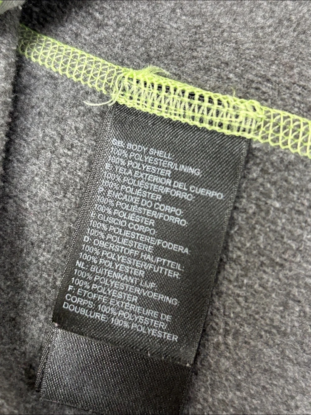 THE NORTH FACE Seashore Fleece Hoodie Full Zip Girls L 14/16 Gray Lime Green
